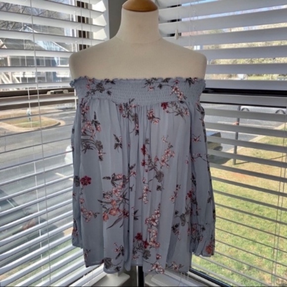 ZARA Premium Denim Collection Floral Print Off Shoulder Top - Picture 5 of 8